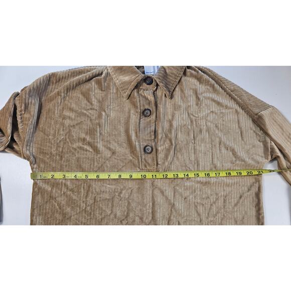 Asos size 2 long sleeve tunic dress velour beige 3 button collar EUC Warm cozy - Picture 6 of 7